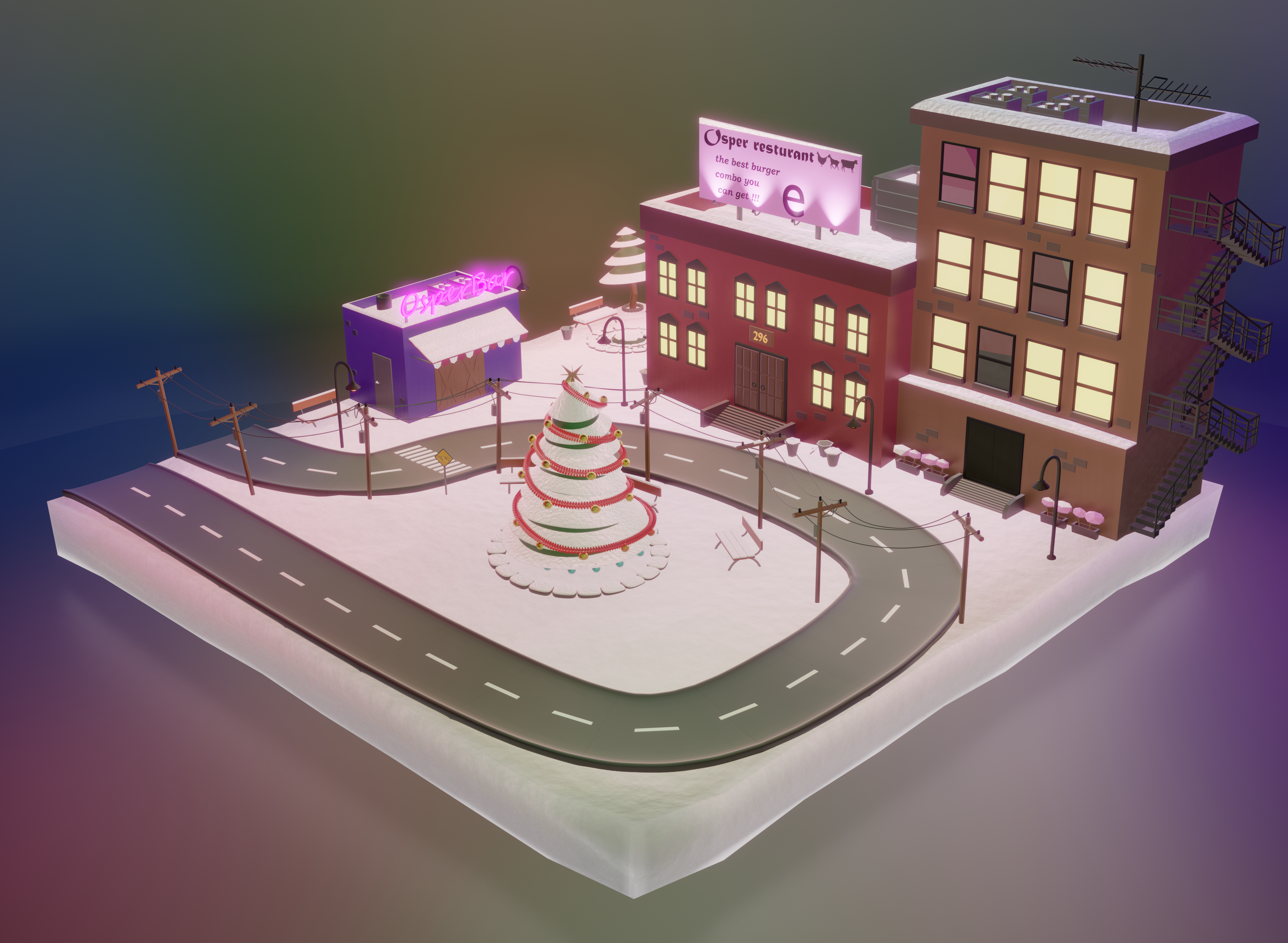 little city in Christmas evening  preview image 2